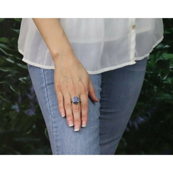 Sterling Silver Raw Amethyst Ring size 7 1/4 - Picture 3 of 9